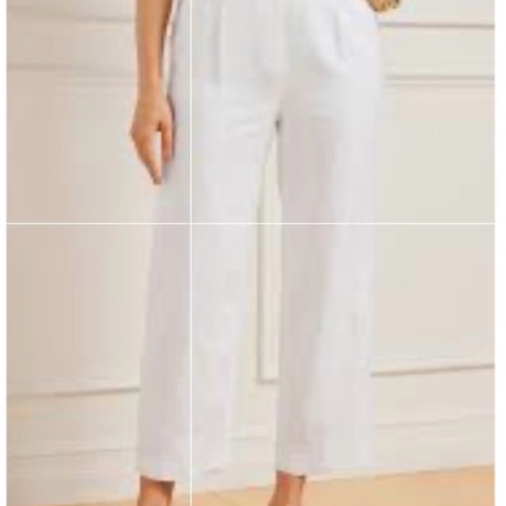 Talbots 100% Linen  White Bristol Crop Pant 8